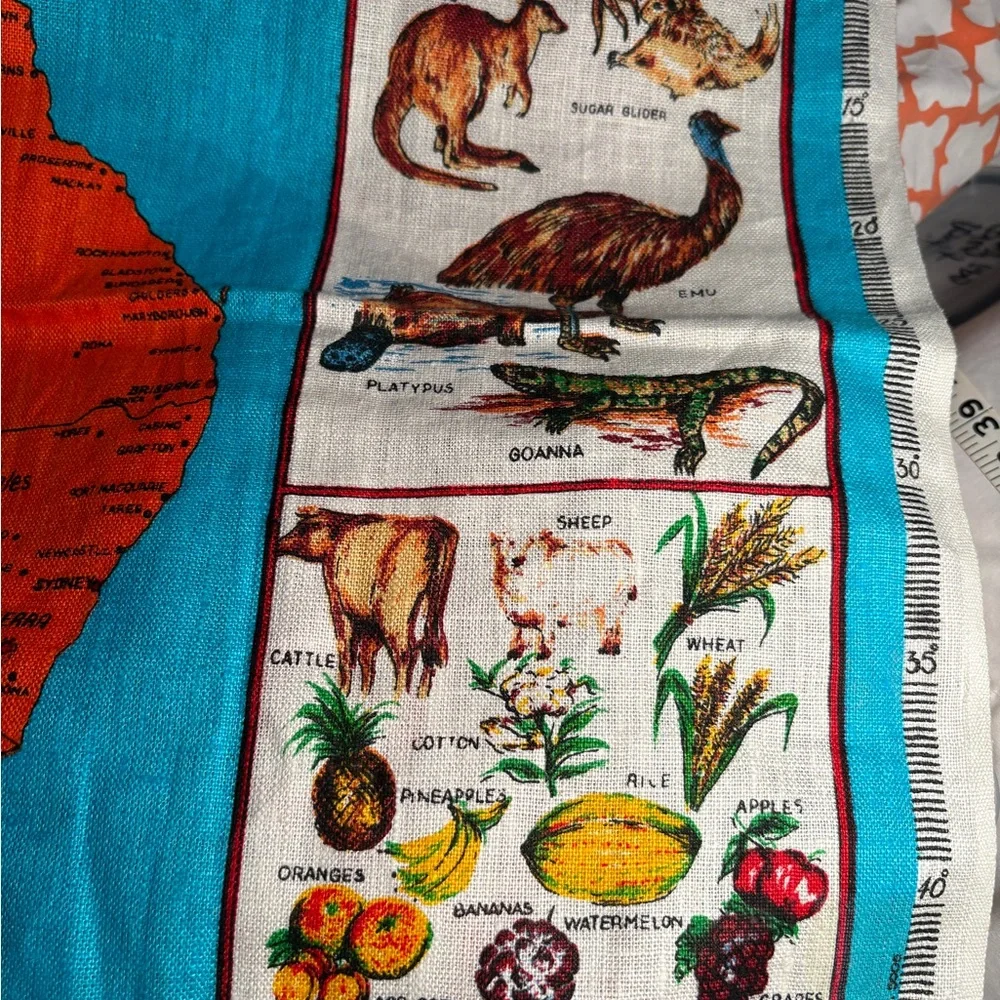 Vintage tourist linen towel Colorful Australia‎ Map 18 x 31 100
